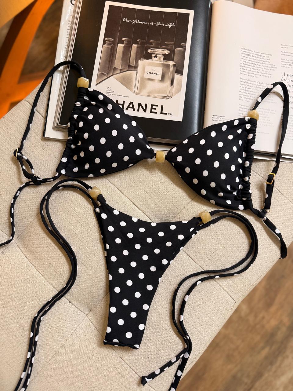 Biquíni Cortininha Poá Invertido - Imagem 4