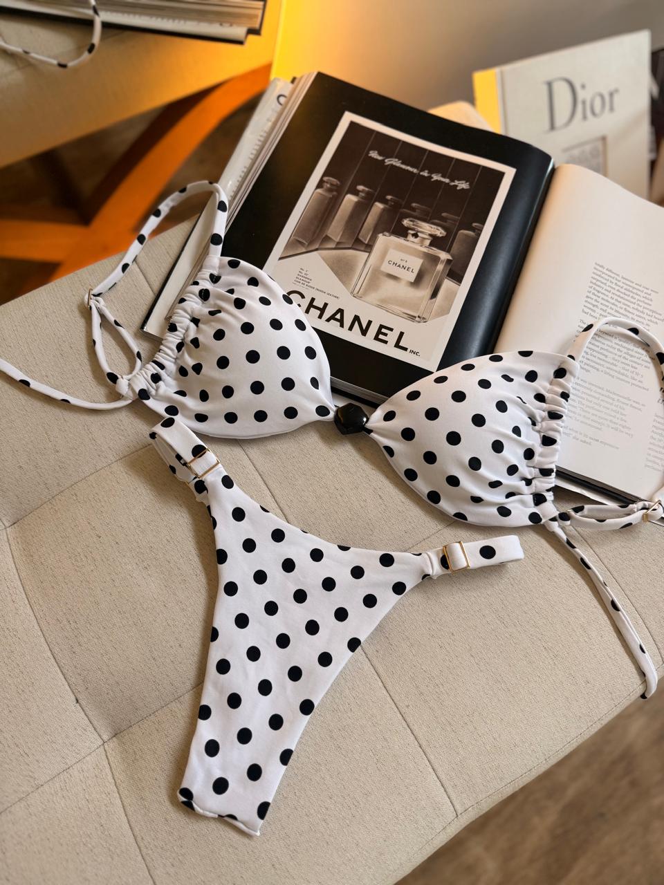 Biquíni Cortininha Poá Invertido